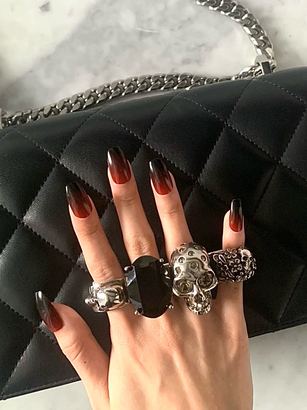 Alexander McQueen Medium Jewelled Knuckle Satchel in Quilted Nappa Leather